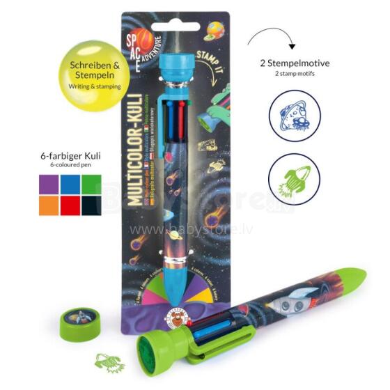 Space Adventure - Multi-coloured pen with stamp (1 pc., 2 designs)