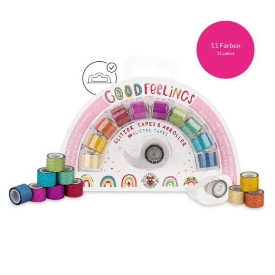 Good Feelings - Rainbow glitter tapes incl. dispenser (11 pcs.)