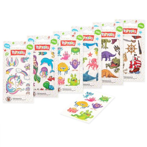 Tattoos 6 x 10.5 cm for children, 6 different designs