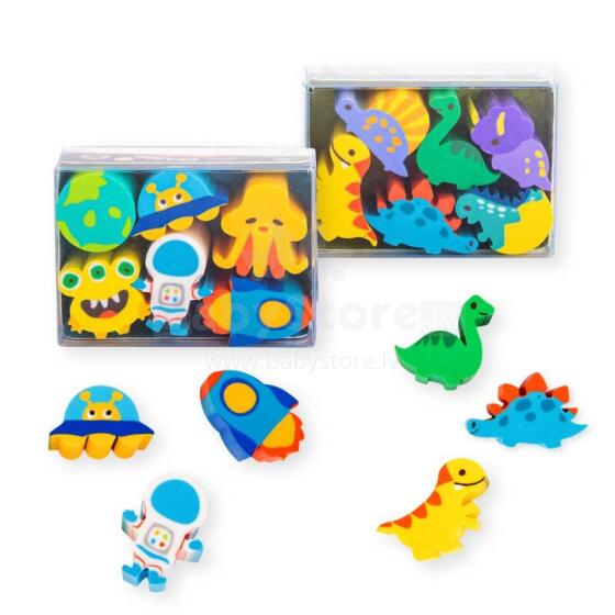 Eraser - Dino & Space Box Set of 6, 2 assorted