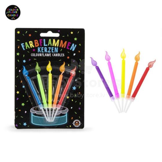 Birthday Fun - Coloured Flame Candles set of 5, 2 colour variants