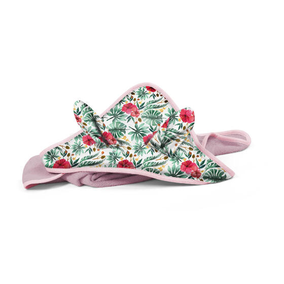 BO939 TERRY BATH COVER WITH EARS 100x100 BUNNY EARS pink