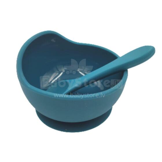 BABY 01139 Silicone bowl with suction cup and spoon Ocean