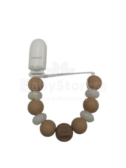 BABY 01433 Silicone pacifier holder BEIGE/PEARL