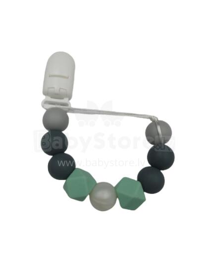 BABY 01436 Pacifier Holder Crystal MINT/GREY