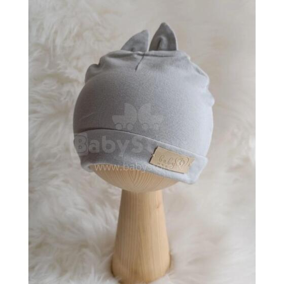 BABY 01577 Baby hat with ears jersey Grey 6-9m