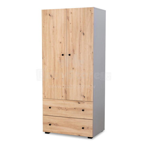 Klups Pauline Art.233124 Graphite-Oak two-door wardrobe, graphite-oak