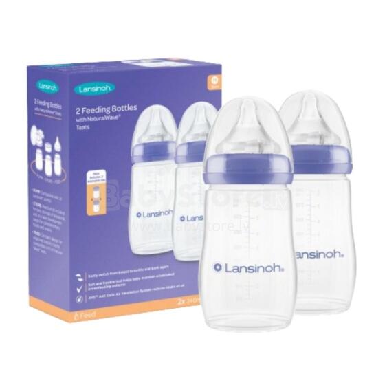 Lansinoh  Bottles with NaturalWave® Teat GB Art.75850 Feeding bottle 2x240 ml with teat Natural/Wave