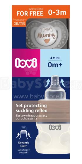 LOVI 0437m Set that does not disturb the sucking reflex 150ml bottle + pacifier Love Mummy