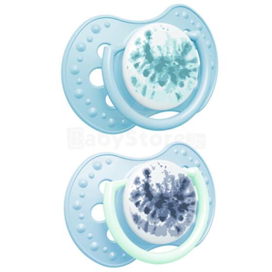 LOVI 22/920 Dynamic silicone pacifier 18m + 2 pcs Tie Dye Blue Boy