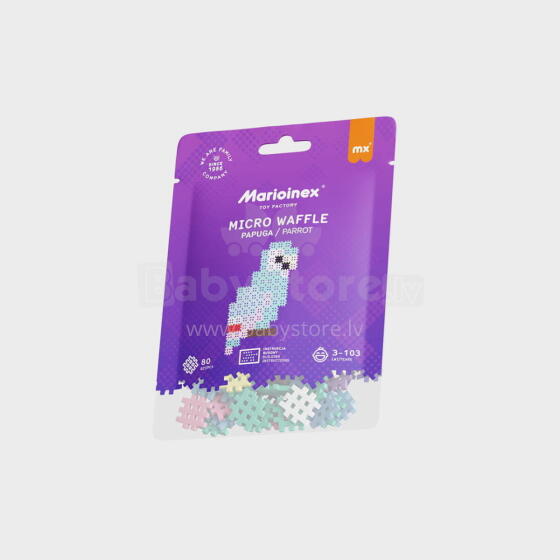 MARIOINEX 905883 Micro waffle blocks 80 pcs (Parrot)