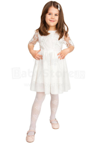 NOVITI RM006-G-02 Communion tights white with flowers 140/146*