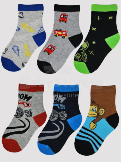 NOVITI SB010-B-01 Cotton socks patterned welt standard boy 15-18