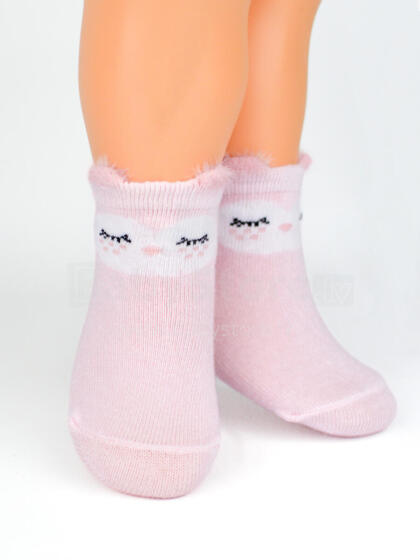NOVITI SB043-G-03 Girls socks 3D smiley face light pink 0-6m
