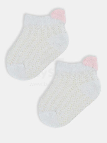 NOVITI SB071-G-01 Bērnu zeķes žakarda 3D sirds balta 6-12m