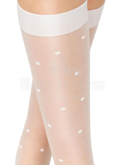 NOVITI SM002-G-01 Knee socks 20den white with dots 2-pack onesize