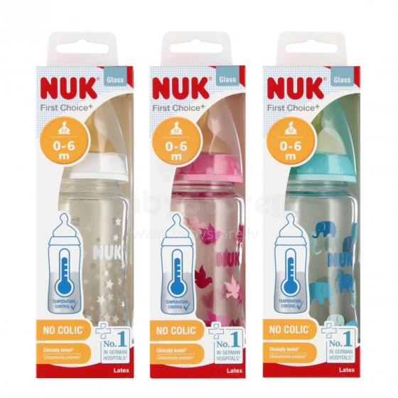NUK 745122 Glass bottle 240 ml + pacifier 0-6 m FC