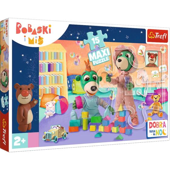 TREFL 14332 Puzzle 15 MAXI Jautrā mazuļu pasaule — ar labu nakti, Trefliki uz nakti