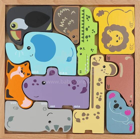 TREFL 61639 Wooden puzzle ZOO crew