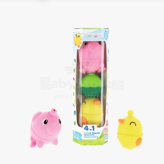 TREFL LALABOOM 61648 Ball-block set - farm animals: pig, chick - 6 elements