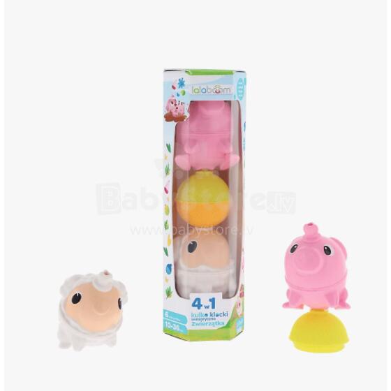 TREFL LALABOOM 61649 Ball-block set - farm animals: pig, sheep - 6 elements
