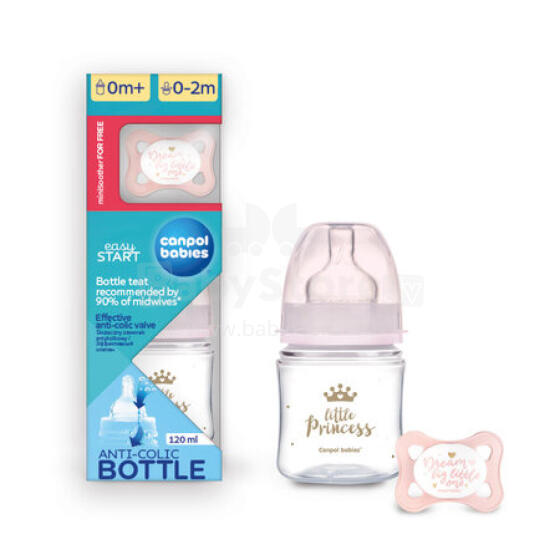CANPOL 0310 Starter set Bottle 120ml + pacifier MINI girl mix