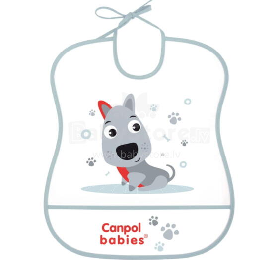 CANPOL 2/919 Soft plastic bib - grey dog