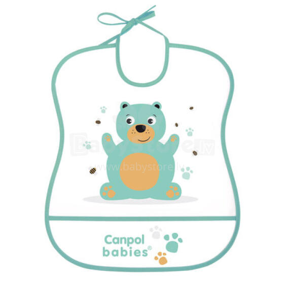 CANPOL 2/919 Soft plastic bib - mint bear