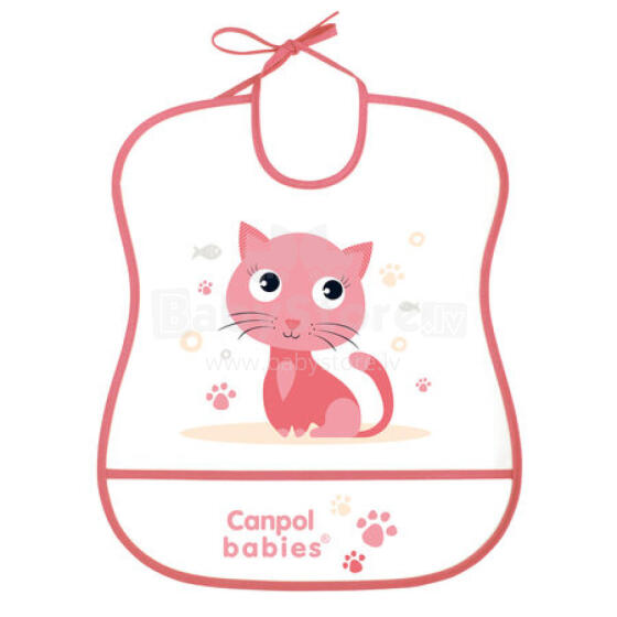 CANPOL 2/919 Soft plastic bib - pink cat