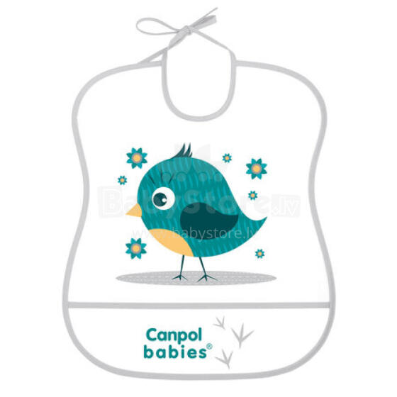 CANPOL 2/919 Soft plastic bib - turquoise bird