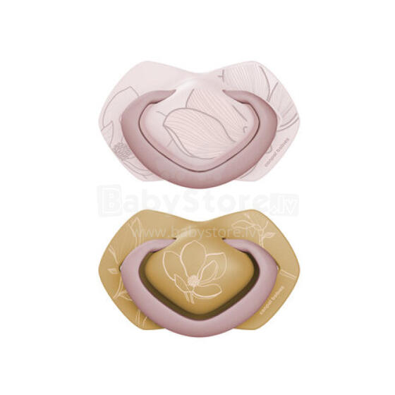CANPOL 22/666 Soothing silicone symmetrical pacifier 18m+ GOLD 2 pcs pink