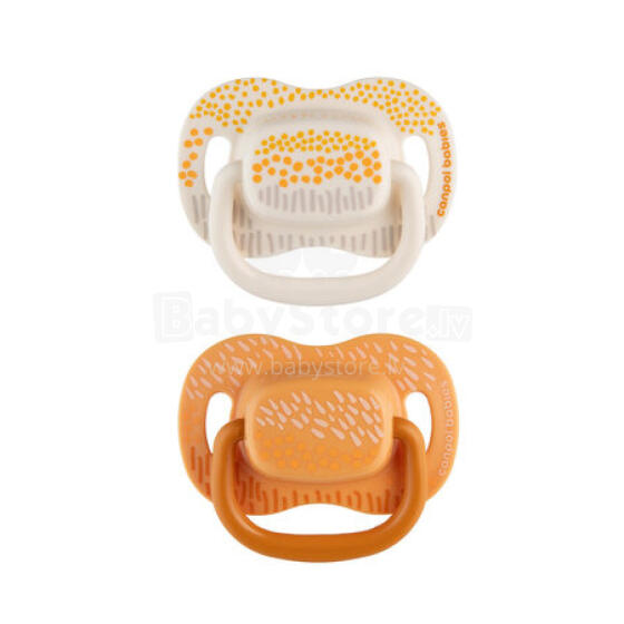 CANPOL 34/931 Soothing silicone symmetrical pacifier 6-18 m MOUNTAINS 2 pcs yellow