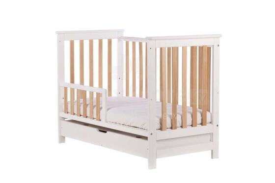 DREWEX Bed LEO DELUX with drawer, railing white/beech