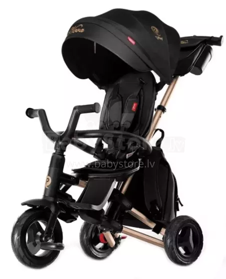 Bebe Basic Nova Gold Art.235558 Black Children's tricycle with handlebars, roof and inflatable wheels