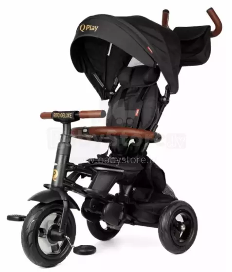 Bebe Basic Rito Deluxe Art.235606 Black Children's tricycle with handlebars, roof and inflatable wheels