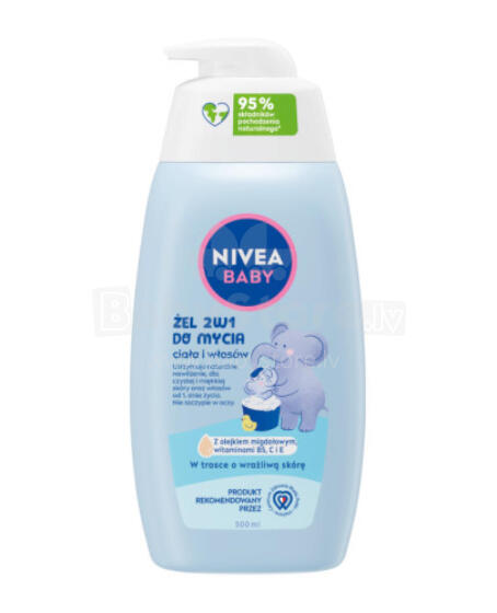 NIVEA BABY 80512 2в1 гель для мытья тела и волос с дозатором 500 мл