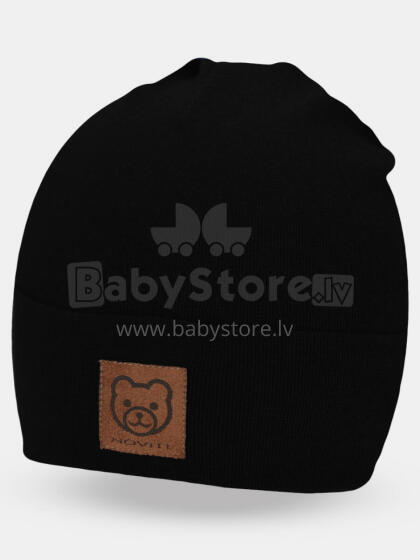 NOVITI CP059-B-01 Double cotton folded cap, teddy bear, black, 48/50 cm