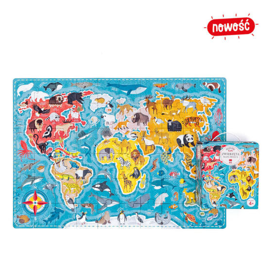 CzuCzu 7149731 Puzzle Animals World Map 4+ 60 pcs.