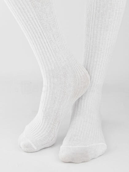 NOVITI RB011-G-01 Cotton tights striped braid white 68/74