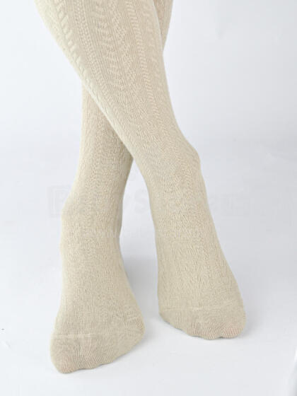 NOVITI RB012-G-02 Cotton tights striped herringbone light beige 116/122