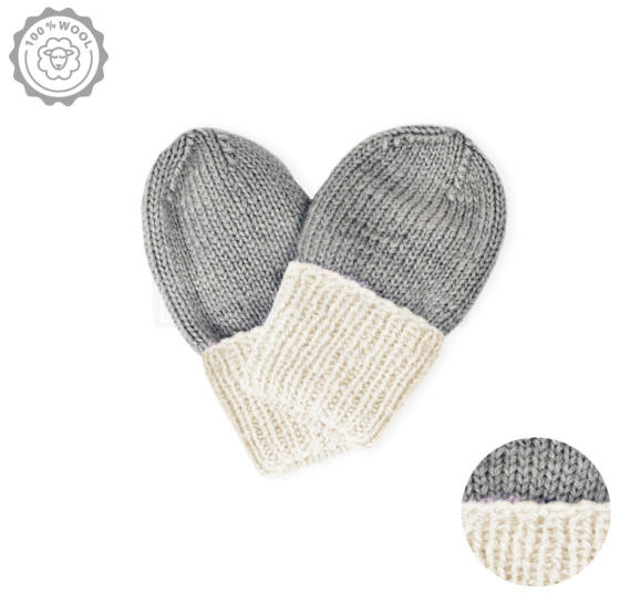 La Bebe™ Lambswool Natural Eco Baby Gloves Art.236271 Grey Dabīgas vilnas adītas bērnu dūrainīši