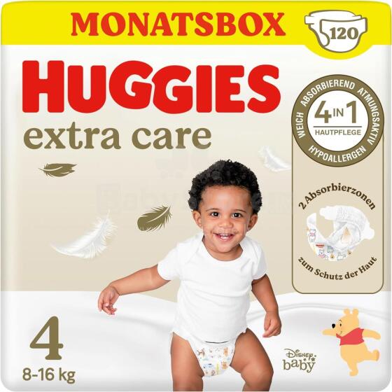 Huggies Baby Nappies Extra Care Art.041549583  4 size 2x60 pcs.