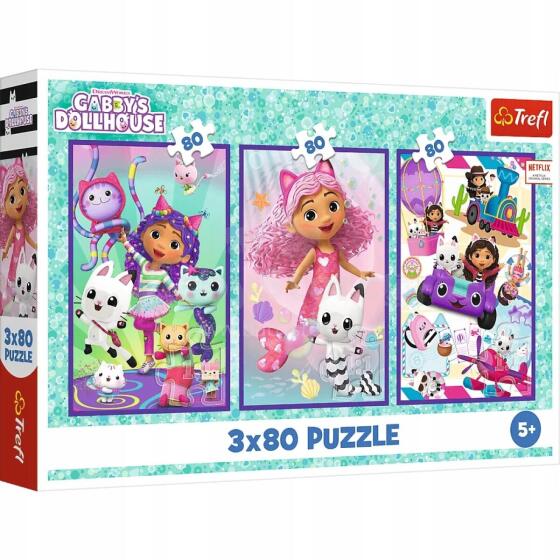 TREFL 34882 Puzzle 3x80 Gabby's Colorful Days