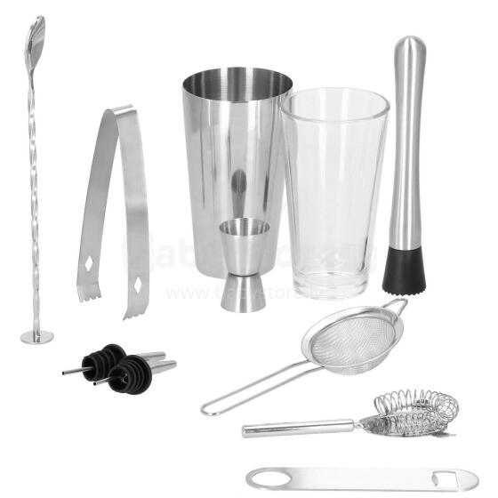 Bartender Set Boston Shaker Springos KI0009 11 pcs. Silver