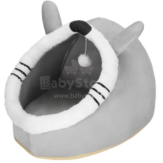 Cat Bed with Toy and Cushion Springos PA0241 42x44x35 cm Grey