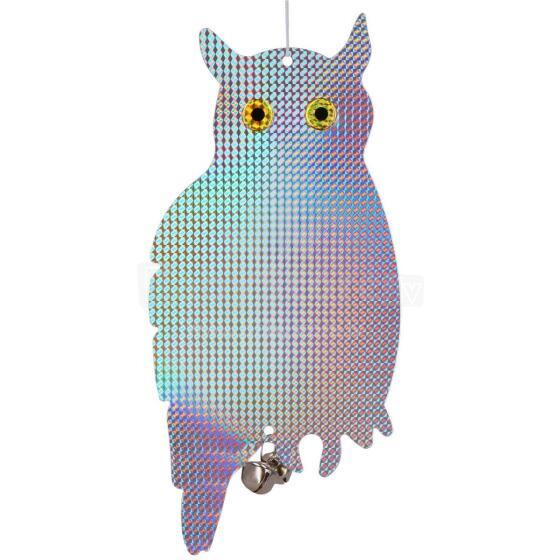 Bird Repeller Springos GA0070, Reflective Holographic Owl with Bells, Protection Against Starlings and Sparrows