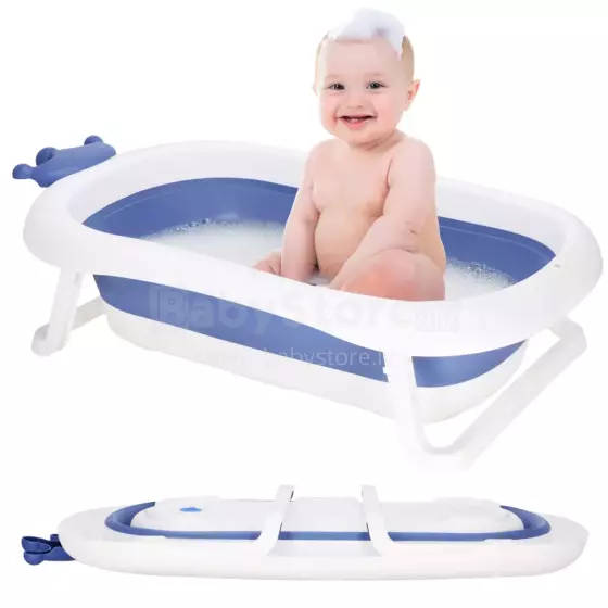 Baby bath folding Springos SB0058 40 L blue-white portable with plug
