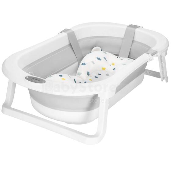 Portable Baby Bath Springos SB0060 40 L white-grey with cushion, plug and thermometer