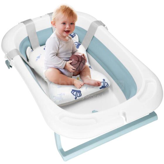 Baby Bathtub Springos SB0063, foldable, 35 L, with thermometer and pillow, white-blue