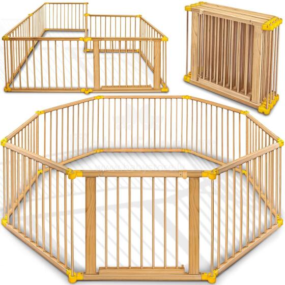Kidu® Wood Playpen XXL  Art.237350 Natural
